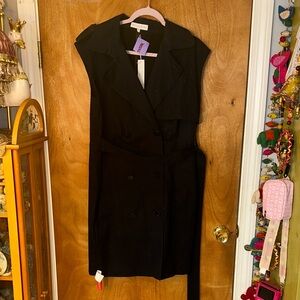 Sleeveless Black Double-Breasted Midi Dress with Nellie Partow